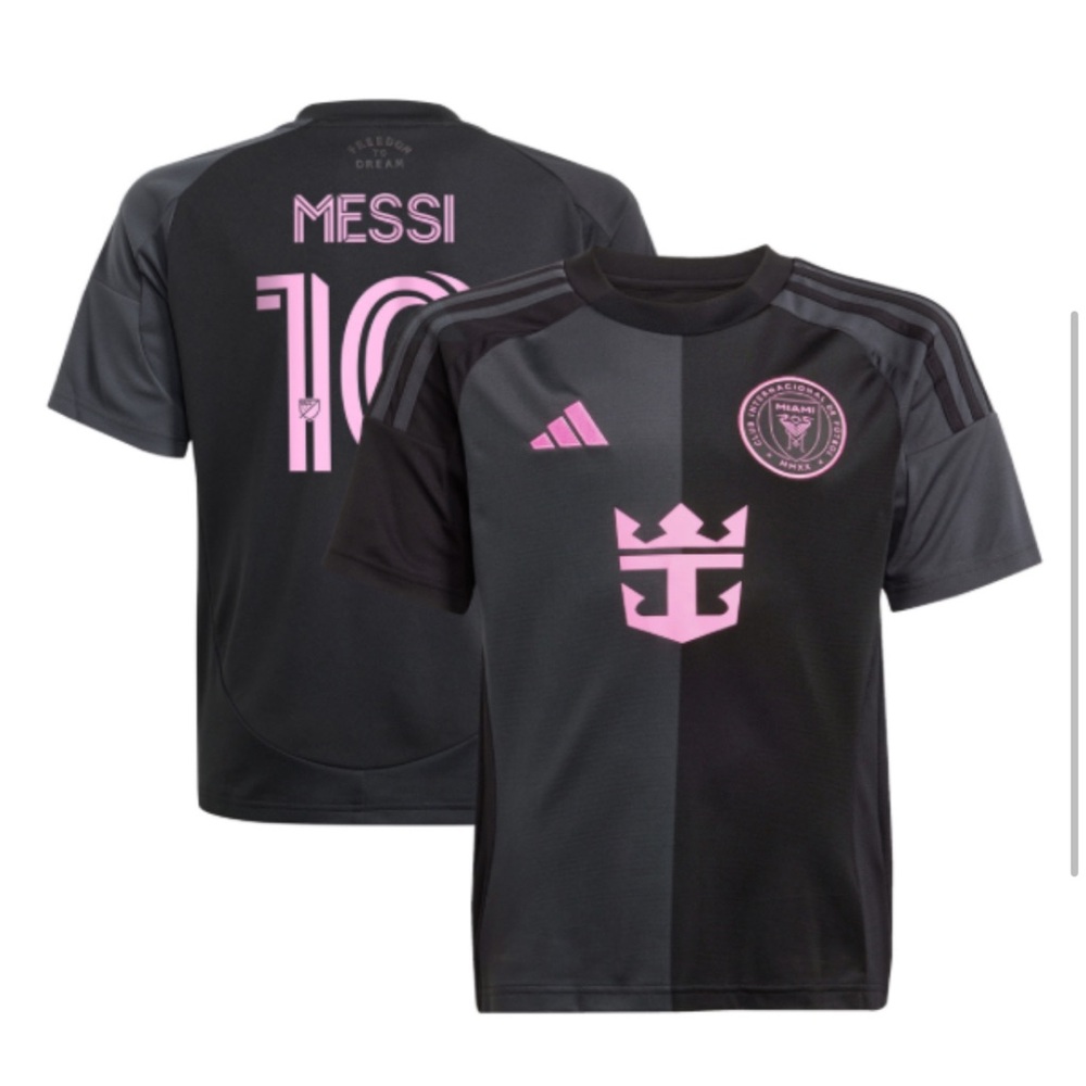 Adidas Black and Pink Leon Messi Inter Miami CF Youth Jersey NWT